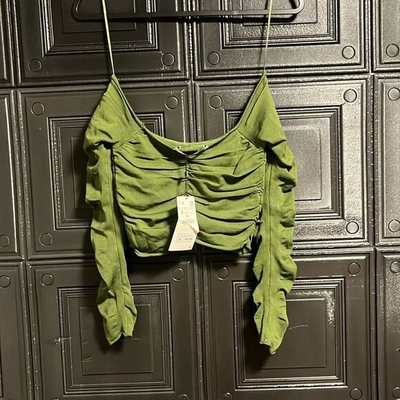 Zara Green ruched top - Picture 2 of 3